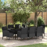 Cumpara ieftin Set de masă pentru grădină cu pernă 9 pcs Negru Rattan poli