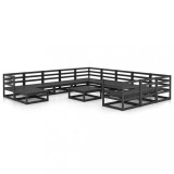Set mobilier de gradina, 13 piese, lemn masiv de pin