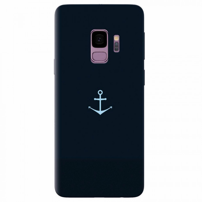 Husa silicon pentru Samsung S9, Blue Navy Anchor Illustration Flat