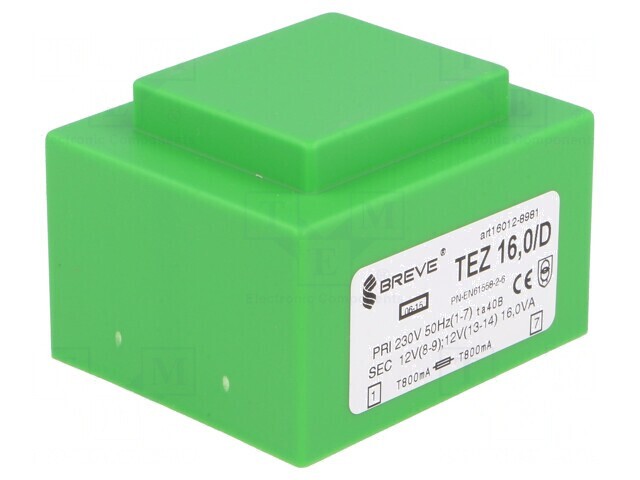 Transformator Encapsulat 16VA 230V AC la 12V 666.6mA