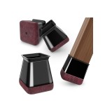 24 x Protectoare pătrate pentru picioarele scaunelor, negre, din silicon, pentru scaune, reducătoare de zgomot și zg&acirc;rieturi
