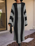 Rochie maxi din tricot, model dungi, multicolor, dama, Shein