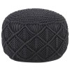 Taburet Puf Macrame Antracit 45x30 cm vidaXL, Bumbac Lucrat Manual, Scaunel Decorativ, Suport Picioare Confortabil