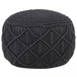 vidaXL Taburet puf macrame lucrat manual, antracit, 45x30 cm, bumbac