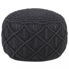 vidaXL Taburet puf macrame lucrat manual, antracit, 45x30 cm, bumbac