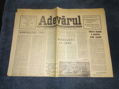 ZIARUL ADEVARUL 24 MAI 1990 REZULTATE ALEGERI foto