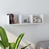 Raft de perete pentru CD-uri, alb, 75x18x18 cm, lemn prelucrat