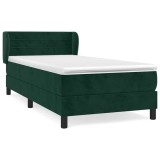 Cumpara ieftin Pat box spring cu saltea, verde inchis, 100x200 cm, catifea
