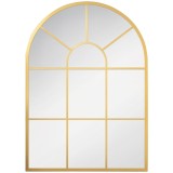 HOMCOM Oglindă murală din metal cu ramă aurie &icirc;n formă arcuită - 70 x 50 cm - decor pentru intrare, dormitor, living | Aosom Romania