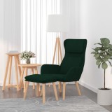 VidaXL Scaun de relaxare cu taburet, verde &icirc;nchis, catifea