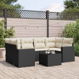 Cumpara ieftin Set canapele de grădină cu perne, 7 piese, negru, poliratan