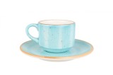 Bonna Aura Aqua - Ce&Egrave;ti de espresso &Egrave;i farfurie - 80.0 cc - Por&Aring;&pound;elan - 6er set
