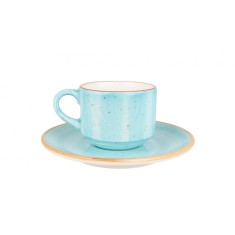Bonna Aura Aqua - Ce&Egrave;ti de espresso &Egrave;i farfurie - 80.0 cc - Por&Aring;&pound;elan - 6er set