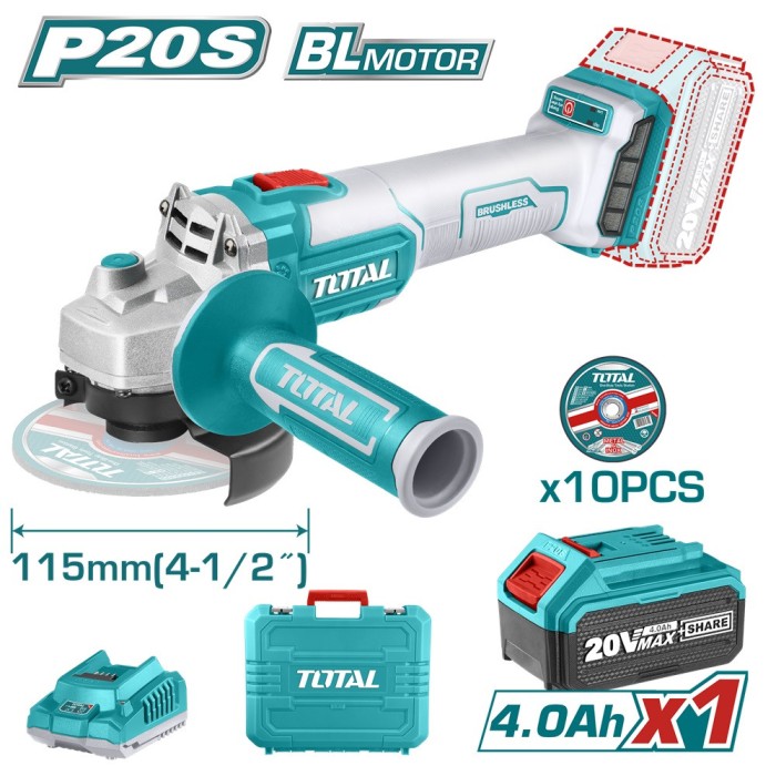 POLIZOR UNGHIULAR - LI-ION - 20V - 115MM (INCLUDE ACUMULATOR SI INCARCATOR) TOTAL