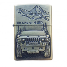 Bricheta tip zippo, 3D relief, metalica, king of the 4wd m3