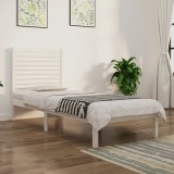 vidaXL Cadru de pat single, alb, 90x190 cm, lemn masiv