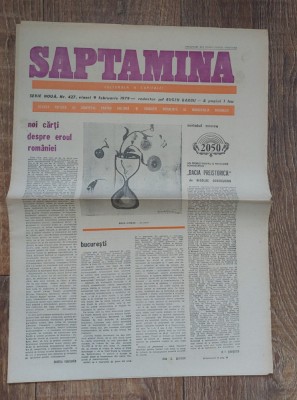 Ziarul SAPTAMINA Culturala a capitalei - serie noua, nr 427 / 9 februarie 1979, redactor sef Eugen Barbu foto