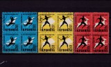 RO 1957 , LP 439 ,&quot;Campionatele Int. de Atletism&quot;-serie bloc 4, stampilata, Stampilat