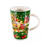 Cana Craciun portelan multicolor in cutie cadou 8.5x12.5 cm, 400 ml