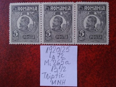 1920- Romania- Ferd. b. mic Mi265a-triptic-MNH foto