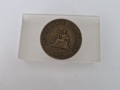 Franta - Indochina 1 Cent 1892 -Bronze foto