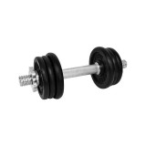 Gantera 9 kg, set 6 discuri, argintiu/negru, din otel, 35x14x14cm, DHS