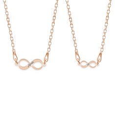 Ines - Set coliere personalizate infinit cu nume din argint 925 placat cu aur roz