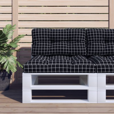 vidaXL Perne de paleți, 2 buc., negru carouri, textil foto