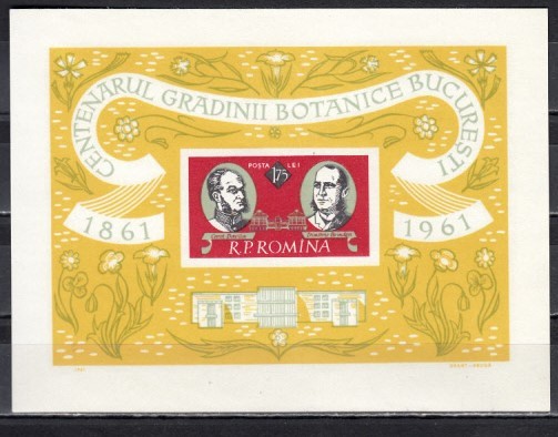 A11 TX2 9 - 1961 - Centenarul gradinii botanice din Bucuresti colita nedantelata