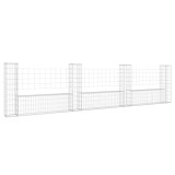 Cumpara ieftin Cos gabion in forma de U cu 4 stalpi, 380x20x100 cm, fier