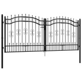 Cumpara ieftin Poarta de gard cu varf tip sulita, neagra, 305x125 cm, otel vopsit in camp electrostatic
