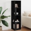 Dulap de colt negru, 33x33x132 cm, PAL, depozitare carti, CD-uri, dormitor, hol