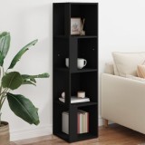 Dulap de colt negru, 33x33x132 cm, PAL, depozitare carti, CD-uri, dormitor, hol