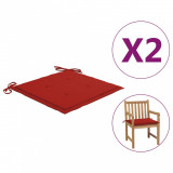Perne scaun de grădină, 2 buc., roșu, 50 x 50 x 3 cm, vidaXL