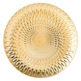 Platou Decorativ Crăciun, Plastic, Rotund, Culoare Auriu, Diametru 33cm