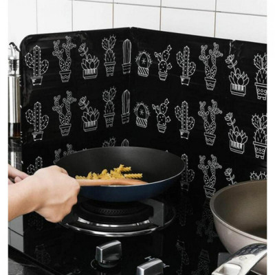 Protectie din aluminiu anti-stropire pentru gatitul pe aragaz, lavabila, culoare neagra foto