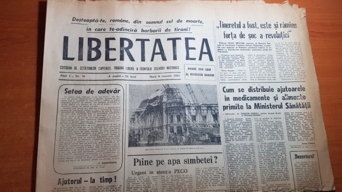 ziarul libertatea 9 ianuarie 1990-articole despre revolutia romana