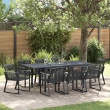VidaXL Set de masă pentru grădină 9 pcs Negru Rattan poli