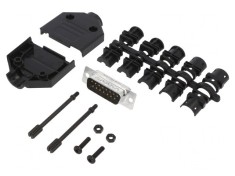 Conector D-Sub 15 pini tată drept lipire pe cablu gold flash UNC 4-40