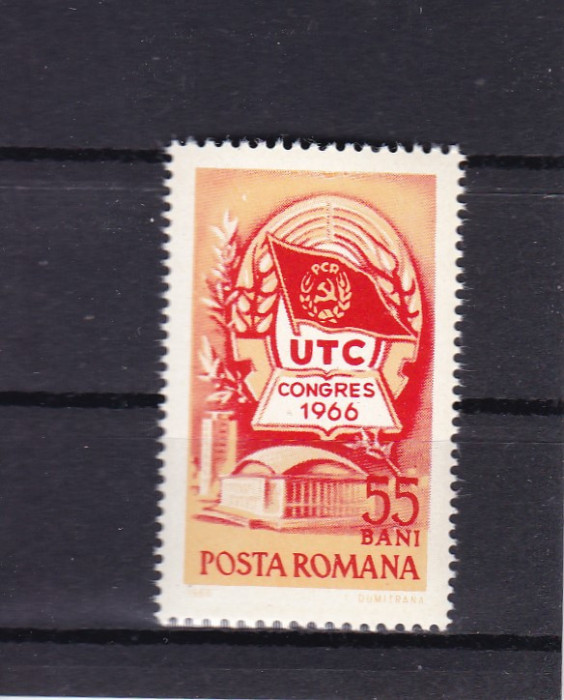 ROMANIA 1966 LP 625 AL IV - lea CONGRES U.TC. MNH