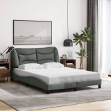 Gossi cadru de pat cu lumini led, gri inchis, 120x200 cm, textil