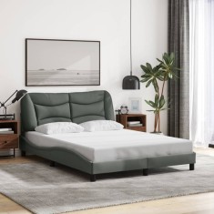 vidaXL Cadru de pat cu LED fără saltea țesătură gri &icirc;nchis 120x200 cm