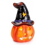 Cumpara ieftin Dovleac Halloween teracota multicolora cu led II &Oslash; 6 cm x 10 H