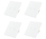 Cumpara ieftin Set 4 Intrerupatoare duble cu touch Brius&trade;, cu nul, sticla securizata, ignifug, indicator LED noapte/zi, rezistent la zgarieturi si anti-amprente, ide