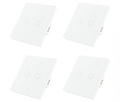 Set 4 Intrerupatoare duble cu touch Brius&amp;trade;, cu nul, sticla securizata, ignifug, indicator LED noapte/zi, rezistent la zgarieturi si anti-amprente, ide foto