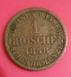 SV * Hannover Germania 1 GROSCHEN 1858 B 1/30 EINEN THALER VF++, Europa, Argint