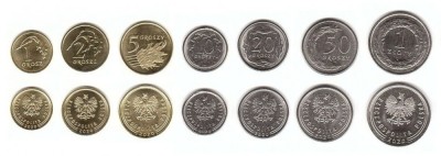POLONIA █ SET DE MONEDE █ 1 + 2 + 5 + 10 + 20 + 50 Groszy + 1 Zloty █ 2020 █ UNC foto