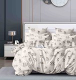 Cumpara ieftin Lenjerie pat single,bumbac finet,4 piese,alba cu catelusi-A748, Jojo Home