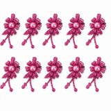Cumpara ieftin Set 10 cleme de par roz 5 x 2 cm, model floral metalizat, accesorii decorative pentru coafuri, fixare confortabila