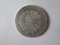 Franta 2 Francs/Franci Ceres 1870 A argint in stare buna/f.buna foto